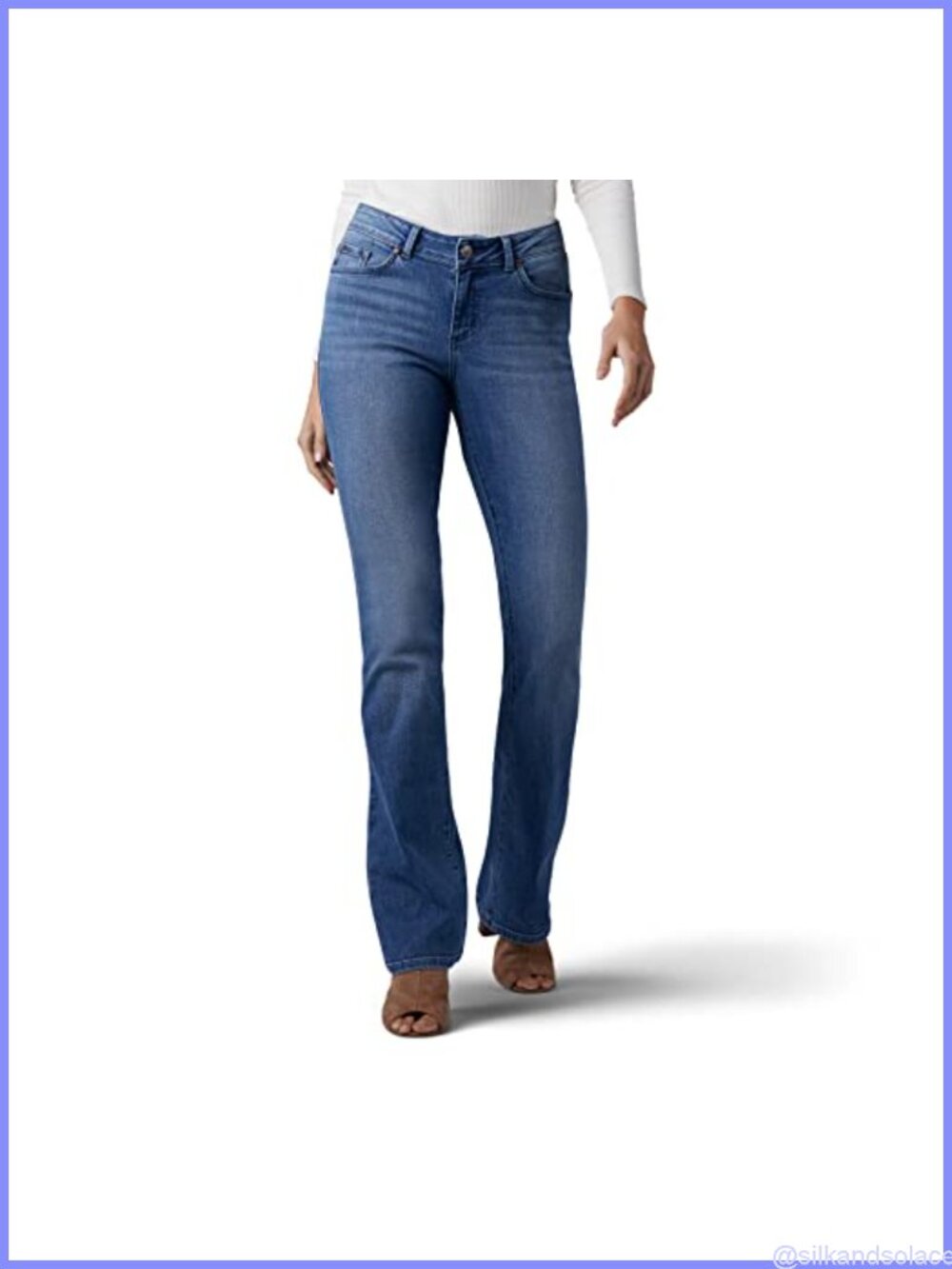 Women's Plus Size Bootcut Jeans Mid Rise Stretch Denim Hidden Pocket